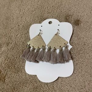 Gold Triangle Tassel Earrings